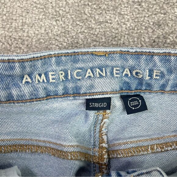 American Eagle Mom Jeans Women's 0 Blue Tapered Leg High Rise Light Wash - Picture 5 of 12
